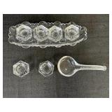 Crystal Divided Dish, Crystal Salts & Glass