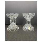 Pair of Bohemia lead crystal candlestick holders,