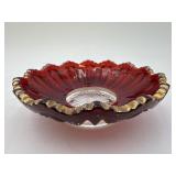 Ruby Red Cut Glass Pinwheel Star Dish