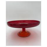 Red & Amber Glass Cake Stand