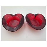 Red Glass Heart Candle Holders