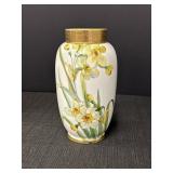Nippon hand-painted porcelain vase w/daffodil