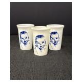 3 vtg Gerber Baby Foods plastic cups, 3.25in