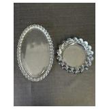 Oval Candlewick Glass Tray & 7.5" Bubble Ashtray