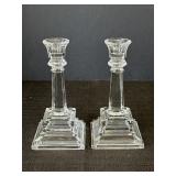 2- 8" Glass Candlestick Holders