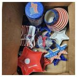 Fourth of July Decor- Star Bowls, Candle, Tin