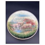 Vtg. Hand Painted Sheep & Ram Porcelain Plate