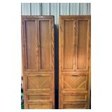 (2) Oak Armoire Cabinets
