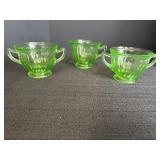 Federal Glass uranium green cream & sugar