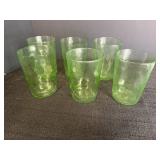 Uranium glass 6 piece tumbler set