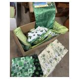 Variety of green & shamrock tablecloths, runners,