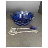 Imperial Glass Blue Sapphire Hobnail Bowl &