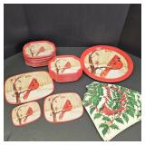 Tin Cardinal Trays, Trivets, & Napkins