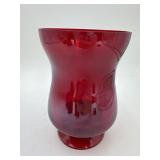 Red Glass Candle Holder
