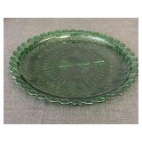 13.75" Green Pressed Glass Tray