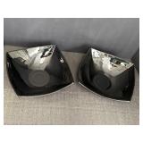 2 black glass square bowls.  9in x 2.75in deep