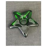 7" Green Glass Star Candle Holder