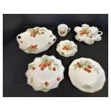 Malmaison Cherry Plates & Bowls w/ Gold