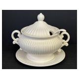 White Ceramic Soup Tureen w/ Laddle