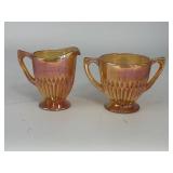 Marigold Carnival Glass Cream & Sugar Bowls