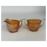 Marigold Carnival Glass Cream & Sugar