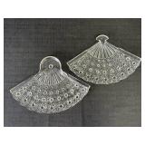 2- 10.5" Daisy & Button Glass Fan Snack Plates