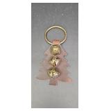 Leather Xmas Tree w/brass Bells Knob hanger