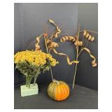 Fall decor, artificial flowers.  3 flower bunches,