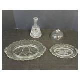 Glass America Bicentennial Plates, Decanter, Lid