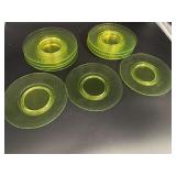 Vaseline Glass Twisted Optic Pattern Plates