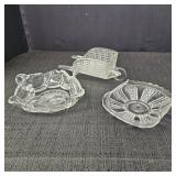 3 Vintage Clear Glass Dishes