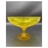 Deep Yellow Glass Pedestal Candy Dish