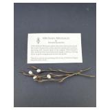 Bronze Twig Brooch w/ Pearl Buds