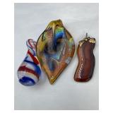 (3) Pendants, Brown Carved Agate, Hand