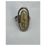 Antique Daffodil Sterling Ring  size 7.5