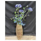 Woven rattan 2ft tall floor vase w/artificial