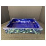 Large rectangular glazed pottery, 12 x 17 x 3.5in
