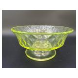 Diamond Quilted Vaseline Pedestal Dish