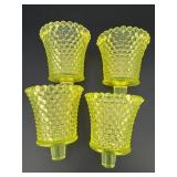 Vaseline Glass Hobnail Candle Holders