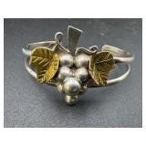 Marked Mexico 925 two tone Grape Leaf Vine Cuff
