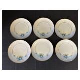6- 6.25" Blue Floral Plates B&D Japan