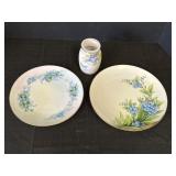 Porcelain Forget Me Nots Hand Painted Plates &