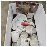Holly Mugs, Bowls, Saucer, Lenox Table Cloth,