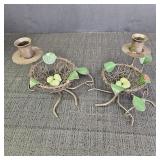 Pair of vintage Bird Nest Candle Holders