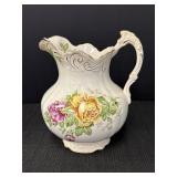 Buffalo Pottery floral design pitcher, 8in