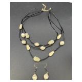 Multi Strand Black Bead w/ Faux Pearls