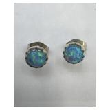 Opal Turquoise & Sterling Pierced Earrings