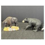 Black Bear & Bison figurines, 2.5in tall