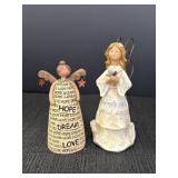 2 angel figurines, 4 & 4.75in