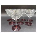 (8) Ruby Red Footed Champagne Glasses